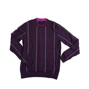 TED BAKER LONDON Wool Blend Sweater 4 Men's Sweatshirt Purple Striped Pullover